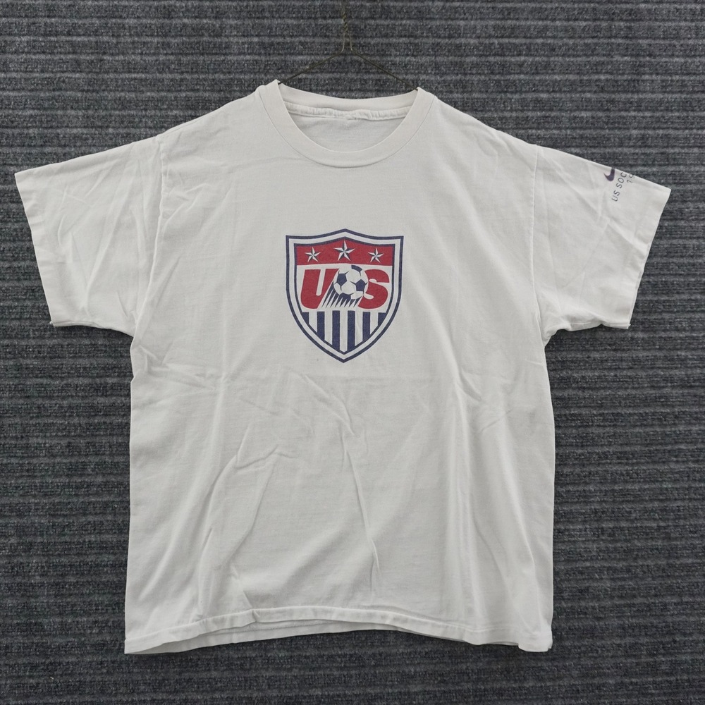 Vintage 90s Nike US Soccer T-Shirt Mens XL White 1995 AGM Crest Graphic